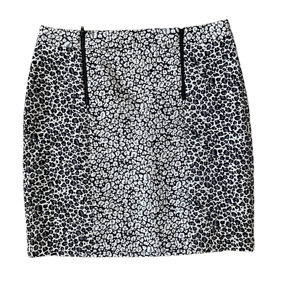 Ann Taylor Womens Size 8 Black White Animal Print Career Straight Pencil Skirt